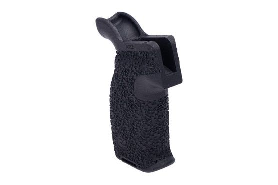 Compact black polymer pistol grip with ergonomic palm swell.